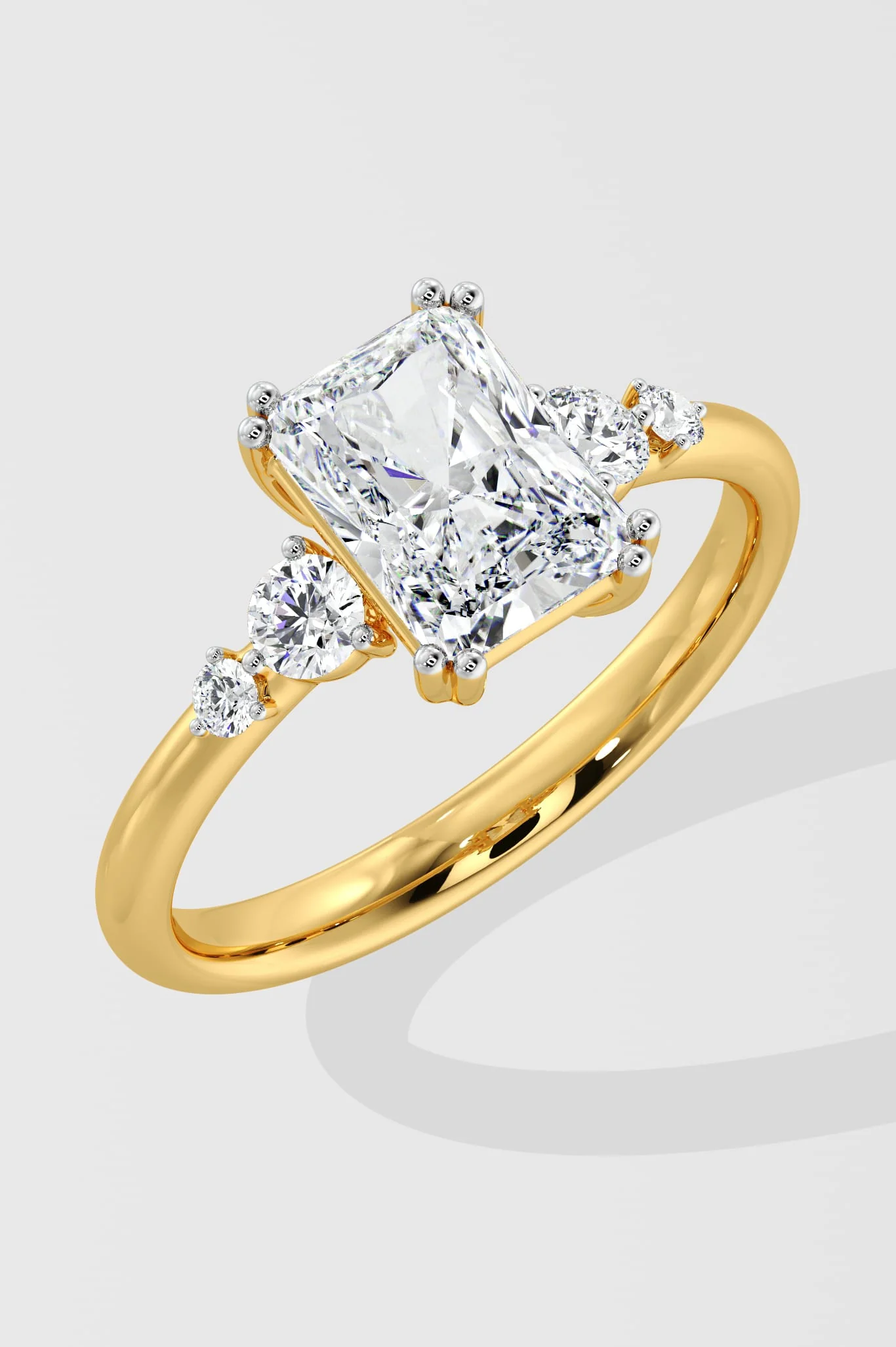 1 Ct Radiant Accent Ring